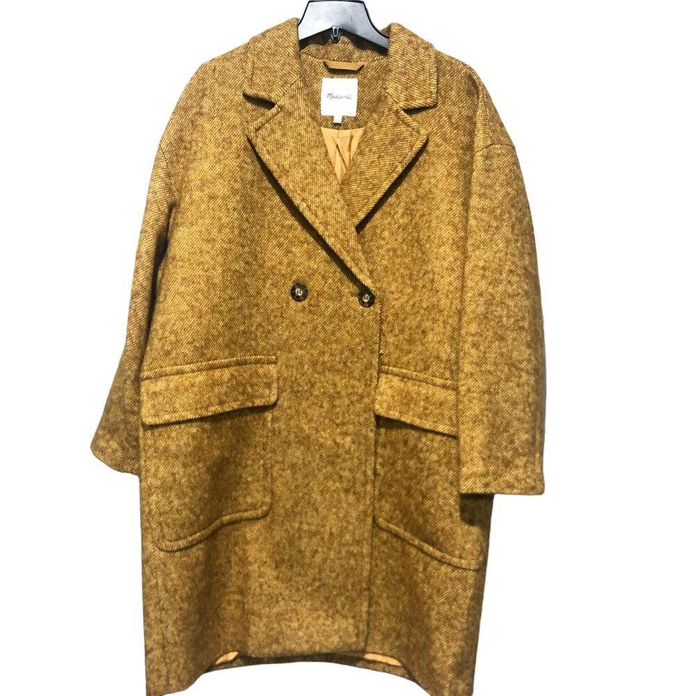 NEW Madewell Averdon Bouclé Coat in Mustard size XL $298 - Picture 3 of 8